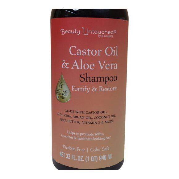 Beauty Untouched 2 pk Castor Oil & Aloe Vera Shampoo Jumbo Fortify & Restore - Picture 4 of 5